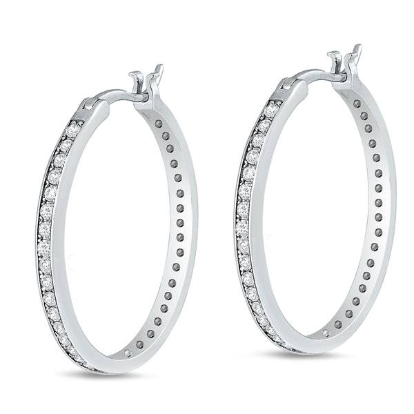 Sterling Silver W/ CZ Hoop Earrings - Matador Diamond