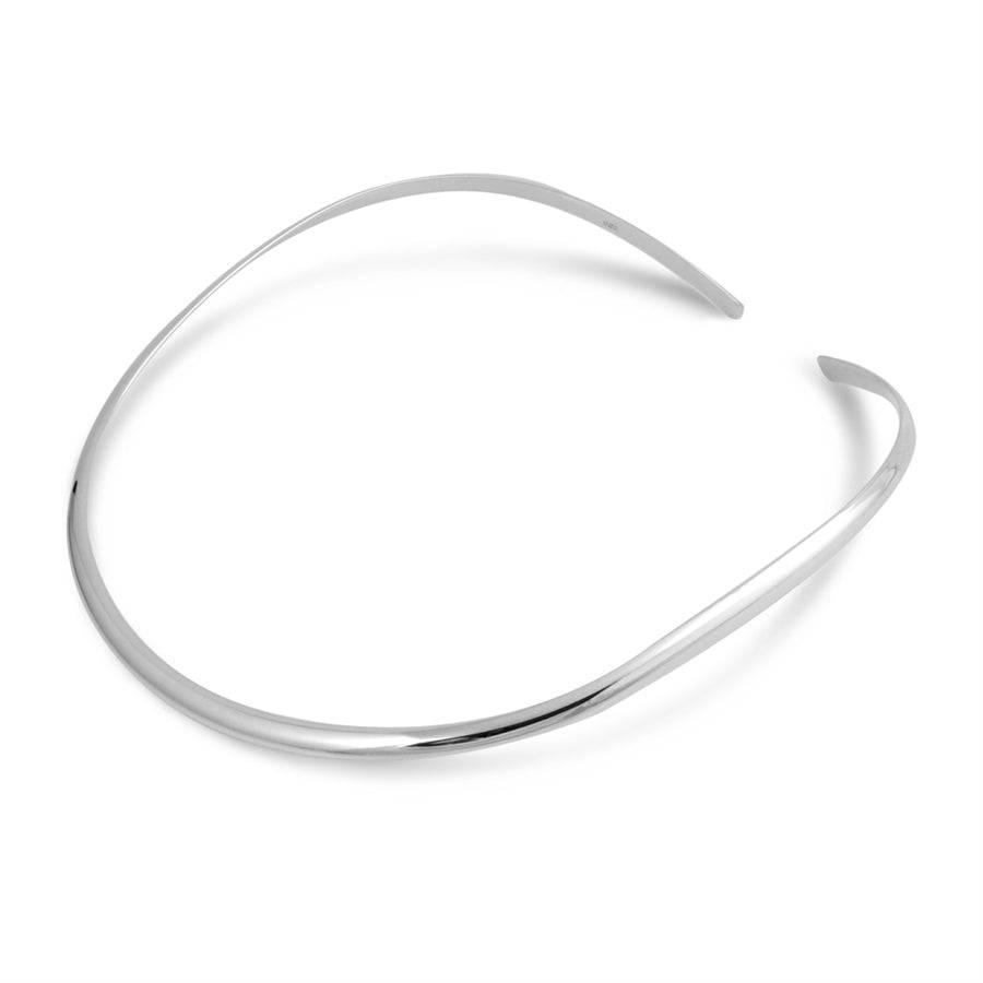 Sterling Silver Rounded Flat Choker Necklace - Matador Diamond