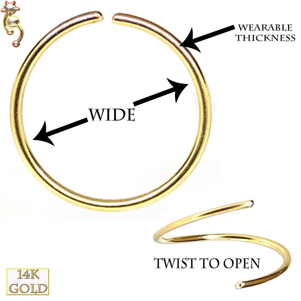 14k Solid Gold Seamless Continuous Nose Ring Hoops - Matador Diamond