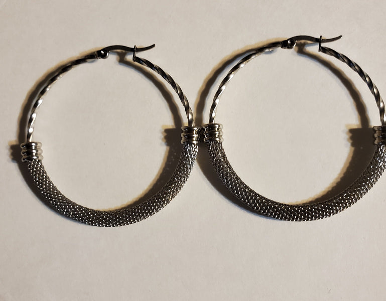 Stainless Steel Mesh Hoop Earrings