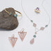 14 Karat Rose Gold Plated Rose Quartz Triangle Earrings - Matador Diamond