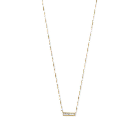 14 Karat Gold Plated Mini CZ Bar Necklace