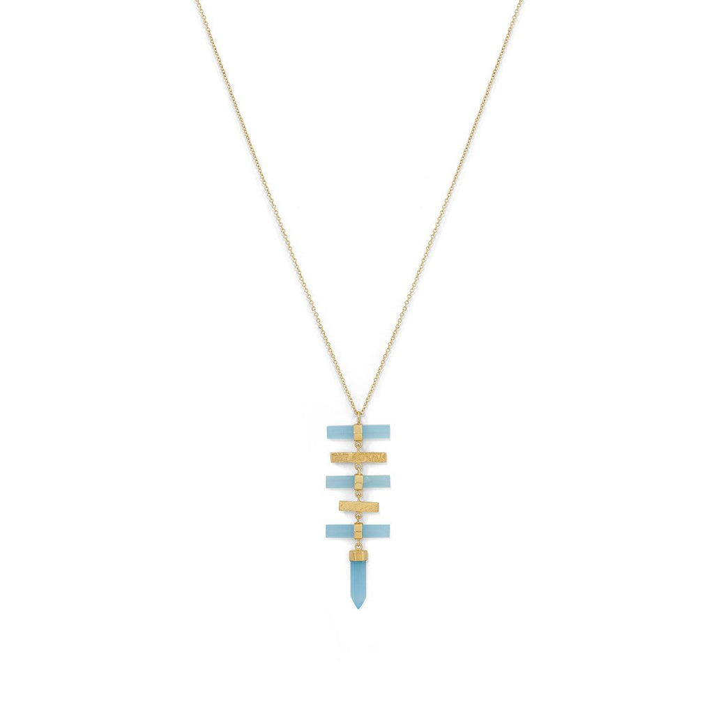 14 Karat Gold Plated Pencil Cut Chalcedony Drop Necklace