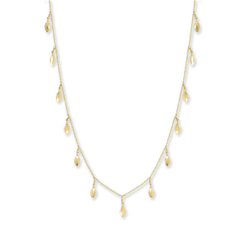 26" + 1" + 1" 14 Karat Gold Plated Dancing Leaf Necklace