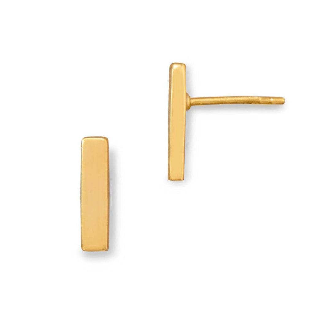 14 Karat Gold Plated Bar Stud Earrings
