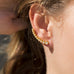 Textured 14 Karat Gold Plated Bezel CZ Ear Climbers - Matador Diamond