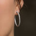 Rhodium Plated CZ In/Out Hoop Earrings - Matador Diamond