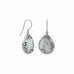 Oxidized Filigree Design Pear Ancient Roman Glass French Wire Earrings