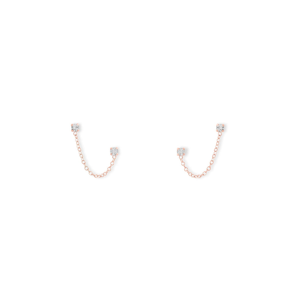 14 Karat Rose Gold Double Post Crystal Earrings