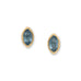 14 Karat Gold Plated Marquise Blue Glass Stud Earrings
