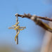 Rhodium and 14 Karat Gold Plated Sterling Silver Cross Pendant - Matador Diamond
