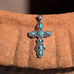 Ornate Oxidized Reconstituted Turquoise Cross Pendant - Matador Diamond