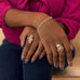 14 Karat Gold Plated Polki Diamond and Labradorite Multi-row Stacked Ring - Matador Diamond