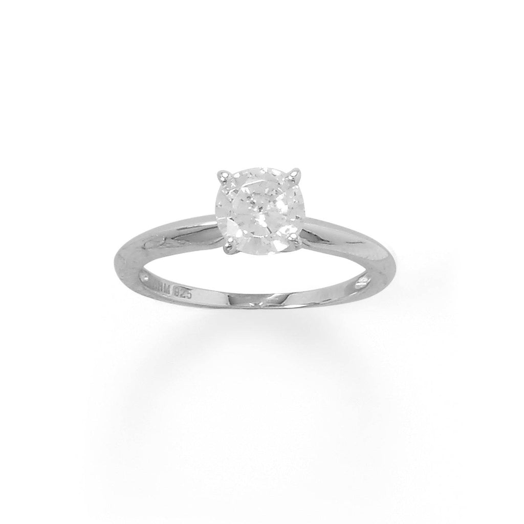 Rhodium Plated Solitaire 7mm CZ Ring