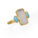 Darling and Dreamy! 14 Karat Gold Plated Druzy and Synthetic Turquoise Ring - Matador Diamond