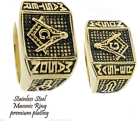 Stainless Steel Master Mason Masonic Ring - Matador Diamond