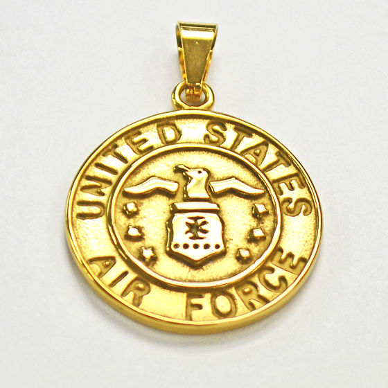 Stainless Steel Gold IP US Military Air Force Pendant Necklace - Matador Diamond