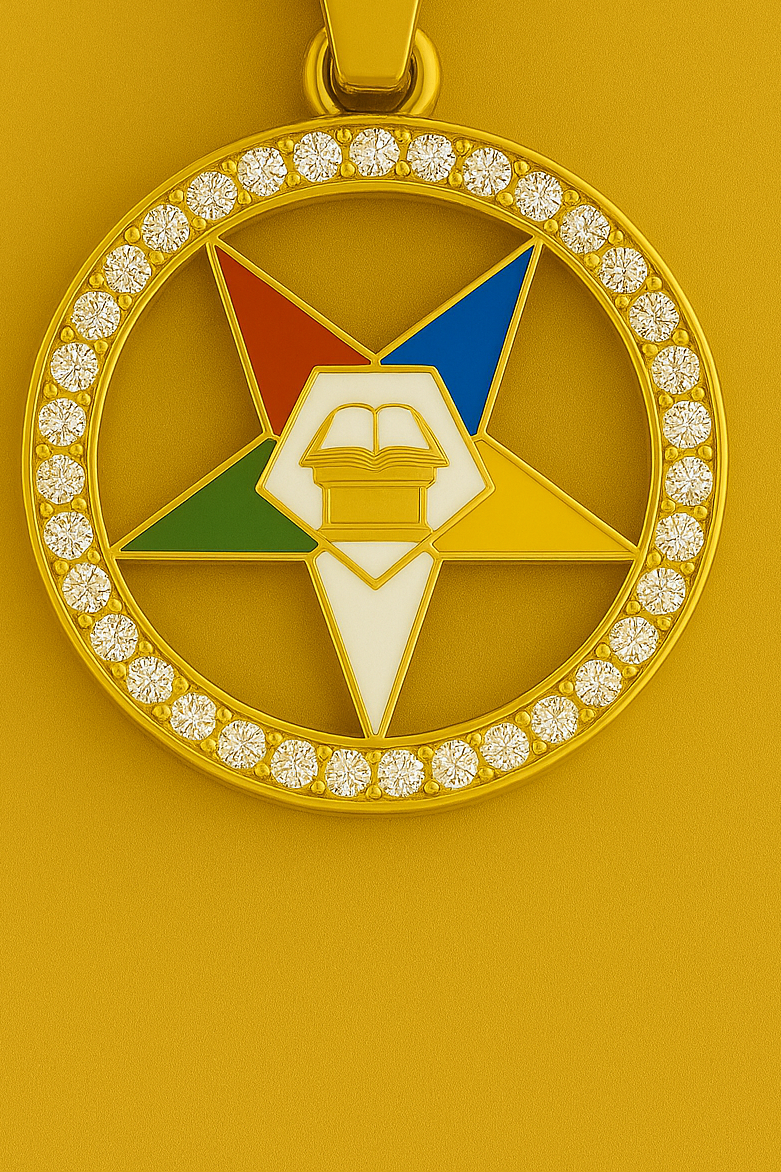Order of the Eastern Star Stainless Steel Gold Pendant Necklace - Matador Diamond
