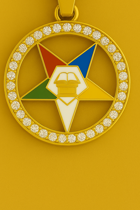 Order of the Eastern Star Stainless Steel Gold Pendant Necklace - Matador Diamond
