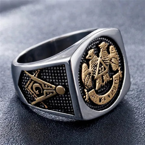 Stainless Steel 32nd Degree Double Eagle Masonic Ring