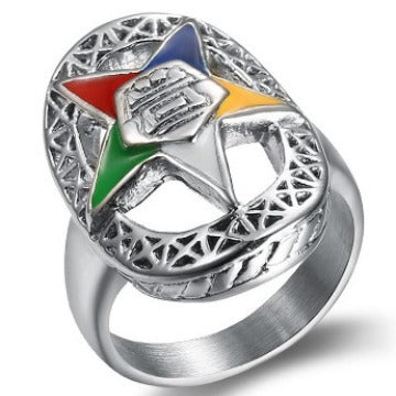 Order of the Easter Star Stainless Steel Silver Ring - Matador Diamond