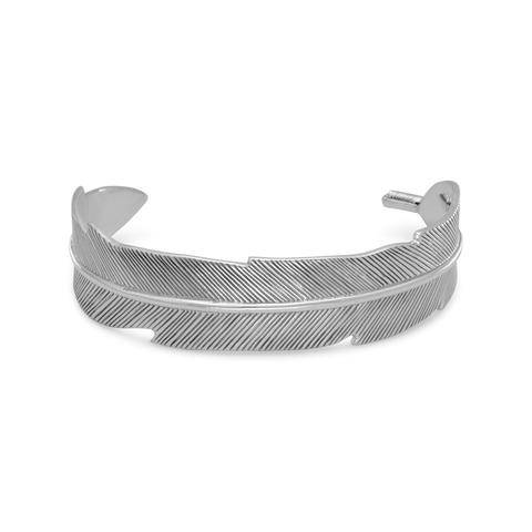 Sterling Silver Oxidized Feather Cuff Bracelet - Matador Diamond