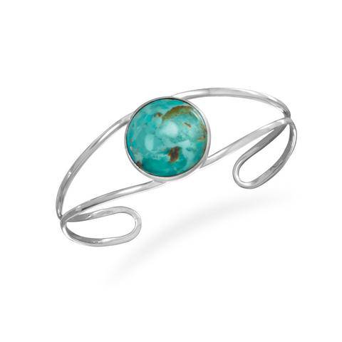 Sterling Silver Open Band Cuff Bracelet with Turquoise - Matador Diamond