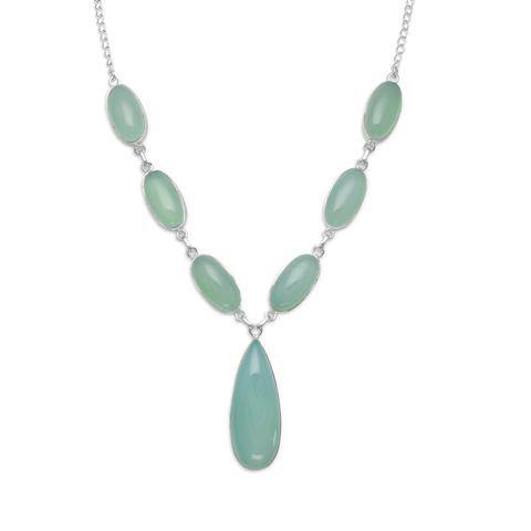 Sterling Silver Green Chalcedony Necklace - Matador Diamond