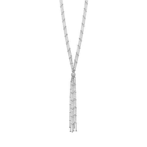 Sterling Silver Rhodium Plated Satellite Bolo Necklace - Matador Diamond