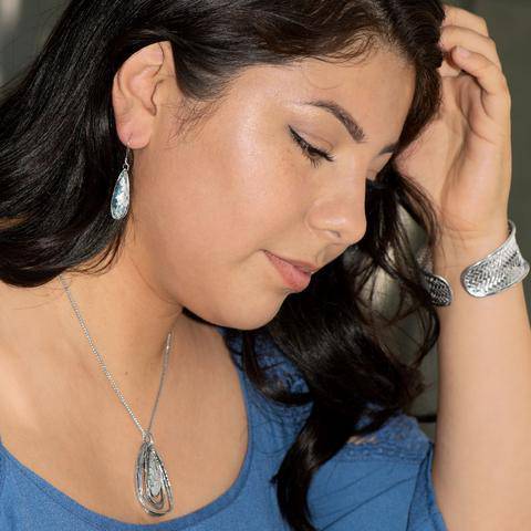 Sterling Silver Ancient Roman Glass Pear Drop Earrings - Matador Diamond
