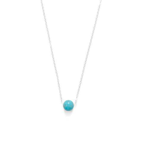 Sterling Silver Floating Blue Magnesite Bead Necklace - Matador Diamond