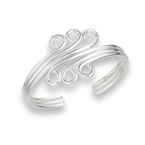 Sterling Silver Double Triple Swirl Toe Ring - Matador Diamond