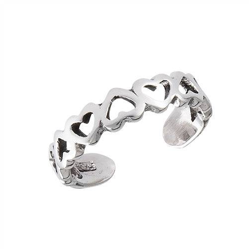 Sterling Silver Hearts Toe Ring - Matador Diamond