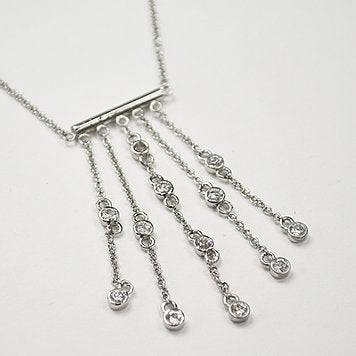 Sterling Silver Drop Stones Designer Inspired Necklace - Matador Diamond