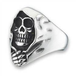 Stainless Steel Shrouded Skull Ring - Matador Diamond