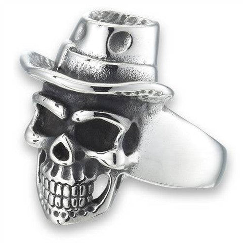 Stainless Steel Skull Ring with A Hat - Matador Diamond