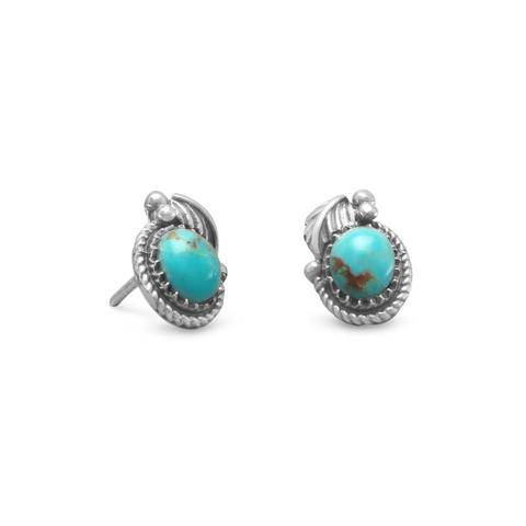 Sterling Silver Turquoise Stud Earrings - Matador Diamond