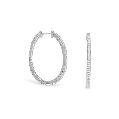 Sterling Silver Rhodium Plated/Out Hoop Earrings - Matador Diamond