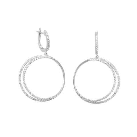 Sterling Silver Rhodium Plated Edipse CZ Hoop Earrings - Matador Diamond