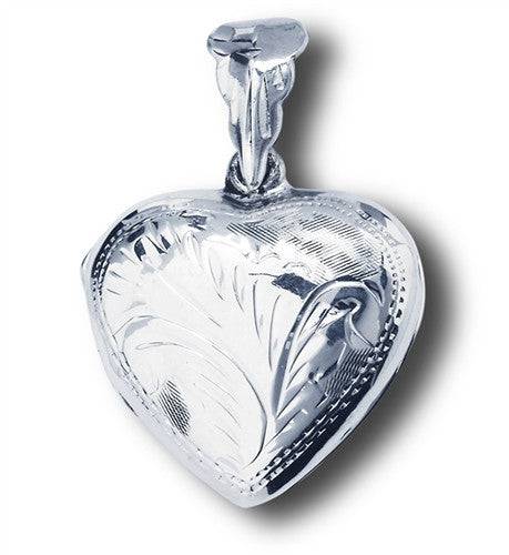 Sterling Silver Etched Heart Locket - Matador Diamond