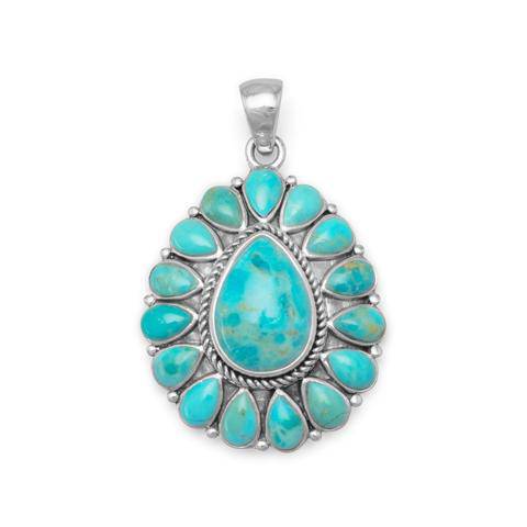 Sterling Silver Pear Shape Turquoise Pendant - Matador Diamond