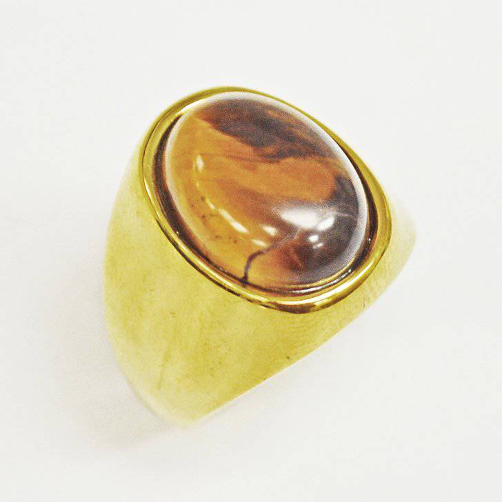 Stainless Steel Gold Tiger Eye Ring - Matador Diamond