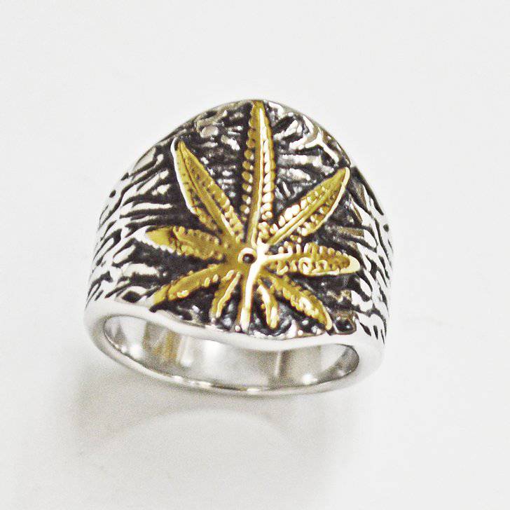Stainless Steel Two Tone Leaf Ring - Matador Diamond