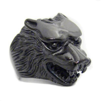 Stainless Steel Black Wolf Ring - Matador Diamond