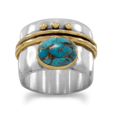 Sterling Silver Two Tone Turquoise Ring - Matador Diamond