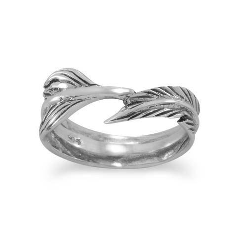 Sterling Silver Oxidized Feather Wrap Ring - Matador Diamond
