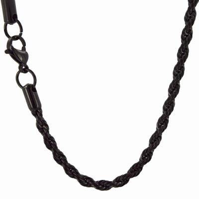 Stainless Steel High Polish Black Rope Necklace - Matador Diamond