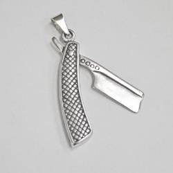 Stainless Steel Straight Razor Blade Pendant Necklace - Matador Diamond