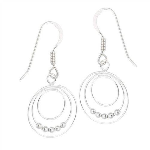 Sterling Silver Triple Circle with Beads Earrings - Matador Diamond