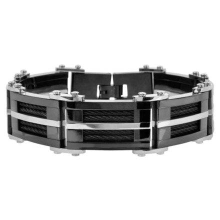 Stainless Steel Matte & Polished IP Black Bracelet - Matador Diamond